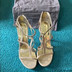 Gold Strappy Stilleto Heel Sandals